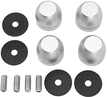 Juego de pies para soporte de aislamiento de altavoces de aleación de aluminio, almohadillas de absorción de choques para amplificadores y bases de altavoces, almohadillas de amort (Plata)