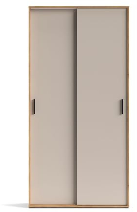 PEGANE Armoire à 2 Portes coulissantes avec étagères et penderie, Coloris Beige/chêne Mauvella - Longueur 100 x Hauteur 200 x Profondeur 49,8 cm