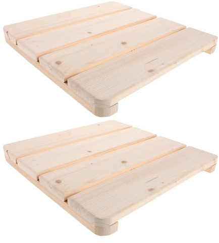 Alasum 2 Stück Pack Duschmatte Latten für Badezimmer und Sauna 30cm Hoch rutschfest und Leicht zu Reinigen Stabile Massivholz Badematte mit Natürlichem Design