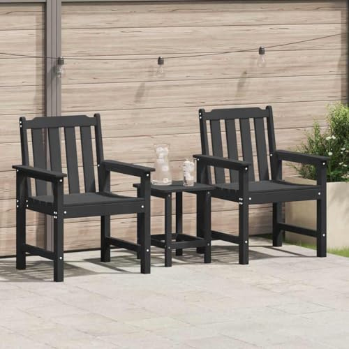 NIVVHOH 2 pcs Modern Gartenmöbel & Gartenmöbel-Set Schwarz HDPE Stuhl Essstuhl für Terrasse, Garten, Balkon (65.5 x 59 x 88 cm)