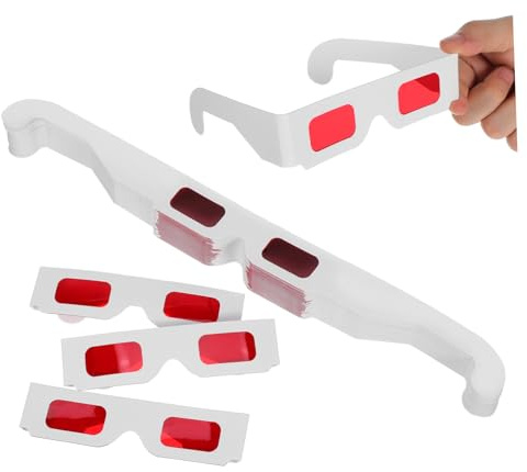 OSOLADY 50 Pezzi Occhiali 3d di Carta Rossi per Design Colorato e Confortevole per Feste e Premi in Classe