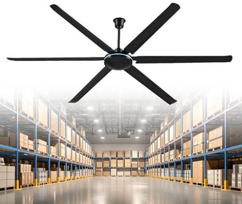 Ventilador De Techo Industrial, Motor DC De 165W, Diámetro 200 Cm, Mando A Distancia, Temporizador, Ventilador Techo Sin Luz, Silencioso, Para Almacén Y Taller