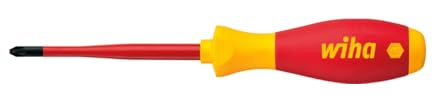 Wiha Schraubendreher SoftFinish® electric slimFix Pozidriv (35395) PZ1 x 80 mm für tiefliegende Schrauben, ergonomischer Griff für kraftvolles Drehen, Allrounder für Elektriker, VDE-geprüft, stückgeprüft