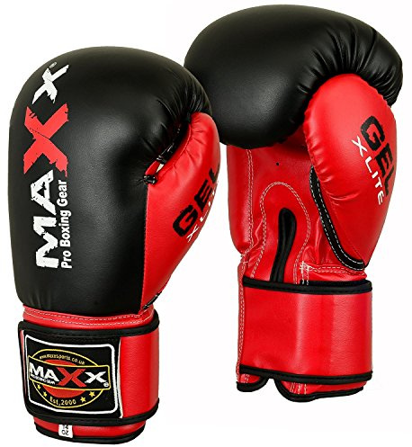 Maxx Boxing Gloves, Training Sparring, Rex Leather, Muay Thai MMA Kickboxing, Men Women Adult, Heavy Punching Bag Focus Mitts Pads Workout, Light Weight, Multi-Layered 4Oz to 16Oz