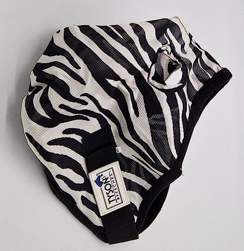 Zebra Fliegenmaske Fliegenschutzmaske Fliegenhaube mit oder ohne Ohren Mini Shetty MS S P VB WB X Full Tysons mit leichtem Gummizug (OHNE Ohren, Vollblut)