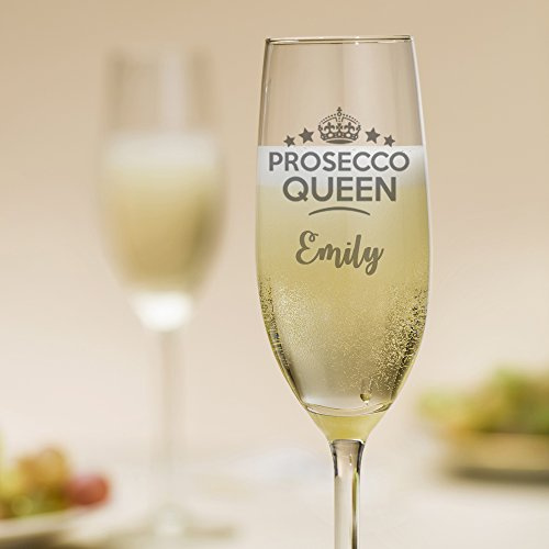 ukgiftstoreonline Personalised Prosecco Queen Glass Gift for Her in Box