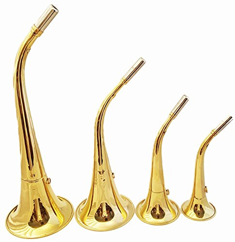 starlingukpk Hunting Horn/Hunting Bugle/Blowing Horn - Medium, Brass, Silver, 30 cm Long, Silver Plated Mouthpiece
