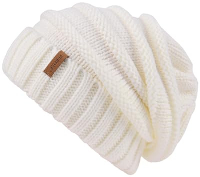 FURTALK Bonnet Tricoté Femme Ample Style de Rue Gros Tricot Chapeaux d'Hiver Classique Doux
