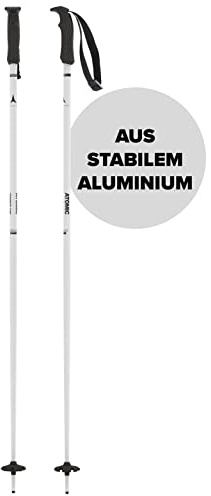 ATOMIC Bâtons de Ski Cloud, Blanc, Longueur : 120 cm, Aluminium, Poignées ergonomiques pour Une Meilleure Prise en Main, Rondelles de 60 mm, pour débutants