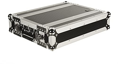 MUSIC STORE 19 DD Pro Case 2HE Short, 19 Rack, Robustes Holzgehäuse, Eingebaute Rackschienen, Maximale Einbautiefe 250mm, 4 Butterfly-Schlösser, Klappgriffe, Verchromte Ecken und Griffe