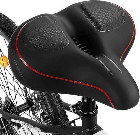 TONBUX Oversized Bike Seat for Men Women Comfort, Bicycle Seat Replacement with Wide Cushion, Breathable Waterproof Bike Saddle Pad, Universal Fit for Peloton/Exercise/Road/Cruiser/Mountain Bikes