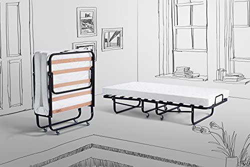 Beauty.Scouts Gästebett Gustav schwarz Struktur 80x190cm DICO Bett Raumsparbett Einzelbett klappbar Metallrahmen Klappbett Faltbett Feldbett max 90kg belastbar