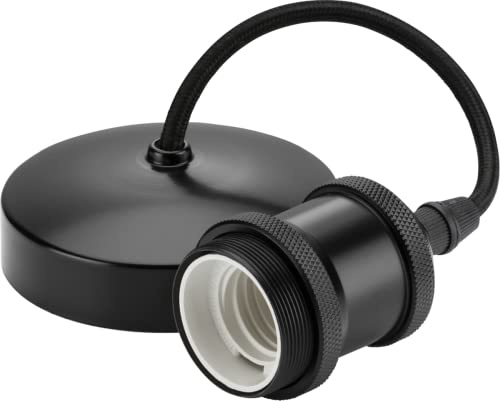 Knightsbridge 6 E27 Vintage Pendant Set - Matt Black (8271MB),150mm