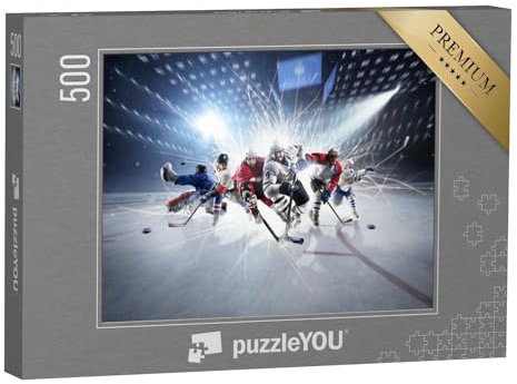 puzzleYOU: Puzzle 500 Teile „Collage aus Eishockeyspielern in Aktion“ – aus der Puzzle-Kollektion Menschen, Eishockey