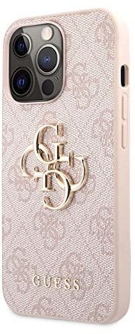Guess GUHCP13X4GMGPI Schutzhülle für iPhone 13 Pro Max 6,7 Zoll, Rosa, 4G, großes Metalllogo