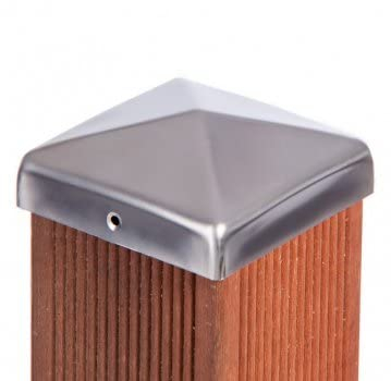 Pfostenkappe Zaunkappe Zierkappe Schutzkappe aus Edelstahl für Holzpfosten Pyramide inkl. Edelstahl-Schrauben (161x161 mm (für Pfosten 16x16 cm))