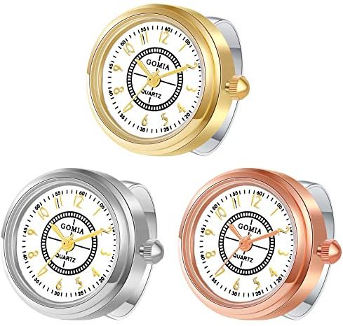 JewelryWe Ringuhr Fingeruhr Damen Analog Quarz Edelstahl Verstellbar Ring Uhr Fingerringuhr Uhrenring mit Minutenskala rundem Zifferblatt, Gold Rosegold Silber