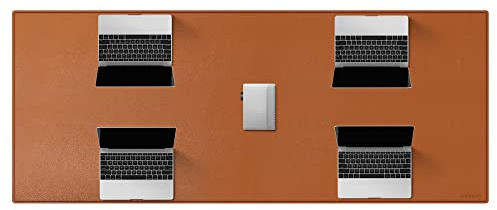 ZORESYN Conference Table Pads (170x70cm) - PU Leather Extended Large Mousepad Desk Mat - Nonslip Base and Waterproof Desktop Writing Pad Mouse Mat (Light Brown)