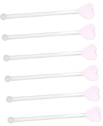 UPKOCH 6pcs Glass Heart Cocktail Stirrers Drink Swizzle Stick Wine Stirring Sticks Coffee Mixing Spoon for Coffee Wine (Golden) 19CM