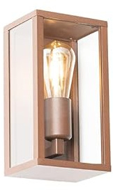 Qazqa Industrie außen Wandleuchte, Außenlampe mit Glas, Wandlampe für den Garten - Charlois - Rostbraun, Landhausstil, max. 40W, Geeignet für LED, 14cm, IP44, Rechteckig