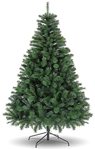 Künstliche Weihnachtsbäume mit 800 Zweigspitzen, faltbarem Standfuß, Metallscharnieren und einfach zu montierendem, grünem Weihnachtsbaum für Home Office Shop Party Dekoration