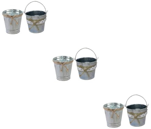Garneck 6 STK Blumeneimer Zinn im Retro-Stil Blumeneimer mit Henkel Milchkanne Country Style Milky Now einmachgläser Vase Vintage Blumeneimer Retro-Blumeneimer Jahrgang schmücken Krug