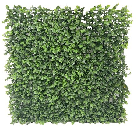 Set 2 Pannelli Siepe Finta Artificiale con Foglie Copri Ringhiera Verde Recinzione Edera Finta da Parete Giardino Muro Ornamentale Siepe Balcone Misura 50x50 cm Foglie Bosso