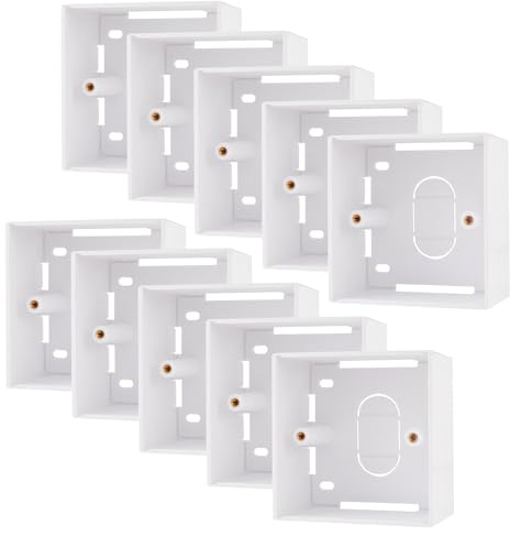 rhinocables 45mm Ethernet Socket Box (10 Pack) | Surface Mount Back Box for Single Gang RJ45 Plates