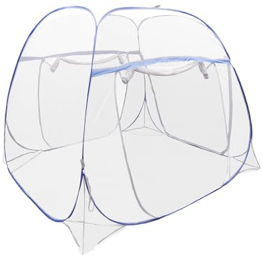 Zanzariera per letto, tripla porta, tenda da campeggio, zanzariera, pieghevole, rete da viaggio, zanzariera a maglie sottili, 200 x 180 x 145 cm