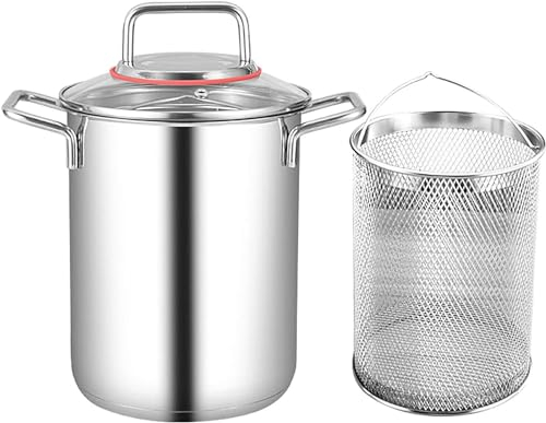 BTURYT Pot D'asperges en Acier Inoxydable, Vaporisateur De Légumes, Pot De Pâtes, Poêle Profonde avec Huile Et Couvercle en Verre pour La Cuisine À Domicile, Restaurant