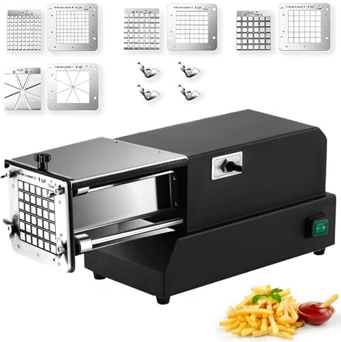 HNBYLMM Taglia Patate Fritte Tagliapatatine Elettrico Professionale in Acciaio Inossidabile con 4 Lame per Uso Commerciale, Domestico, Tagliapatatine Fritte per Cetrioli, Carote, Patate Dolci,Black
