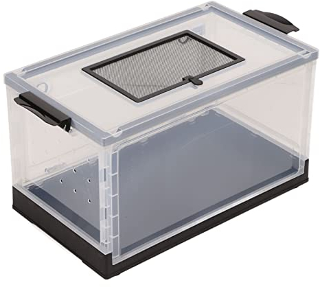 Hamsterkäfig, Eidechsenkäfig, Mäusekäfig, Transparenter Hamster-Lebensraum, Faltbarer Reptilientank mit Vorderer Öffnung für Hamster, Streifenhörnchen, Cole, Ente (Black)