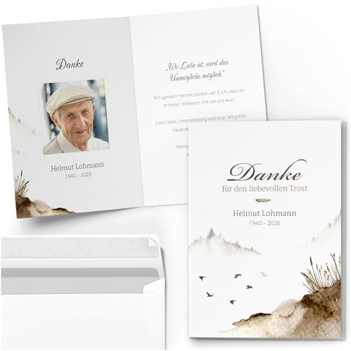 Einladungskarten Manufaktur Hamburg 10 personalisierte Trauer Danksagungen Dankeskarten mit eigenem Text und Foto | Individuell anpassbare Trauerkarten mit Briefumschlägen | Karten Design 48