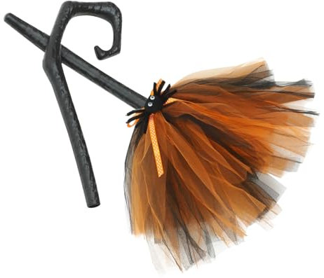 VICASKY Escoba de bruja de Halloween con mango extraíble, decoración mágica para fiestas de disfraces, carnaval y cosplay, portátil y ligera para fiestas de Halloween y festivales