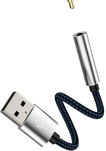 Kefiany Adaptateur USB Jack vers 3.5mm Carte Son Externe pour PC PS5 Casque écouteurs Microphone Câble Audio DAC Prise HiFi Adaptateurs Audio USB vers Prise Jack