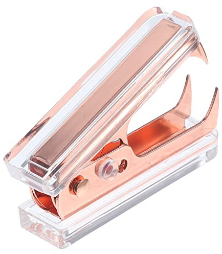 TOGEVAL Transparenter Heftklammerentferner Handlicher Büro Heftklammerzieher Aus Acryl Mit Marmoroptik Roségold Komfortabler Hefterentferner Für Schule Und Zuhause