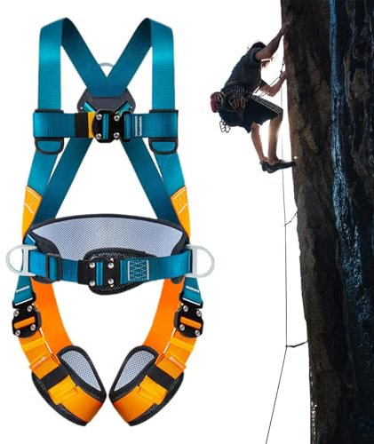 Arnés de Protección Contra Caídas de Cinco Puntos para Construcción y Escalada | Cinturón para Trepar Árboles | Equipo de Rappel