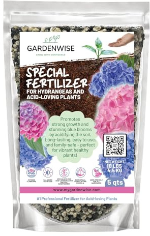 GARDENWISE Slow Release Hydrangea Fertilizer with Iron & Sulfur – Indoor & Outdoor Soil Acidifier for Miracle Growth (5 qt)