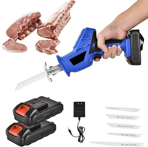 Genérico Sierra EléCtrica para Huesos Sierra Sable con BateríA Sierra Alternativa InaláMbrica Sierra Sable Puede Cambiar RáPidamente La Hoja De Sierra Ideal para Cortar Madera Y Metal,01,2 Batteries