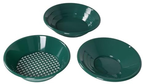 3 in 1 Set Gold Panning Kit Set Green Sieve Gold Sand Basin Round Gold Rush Tools Gold Sieve Pie Pans