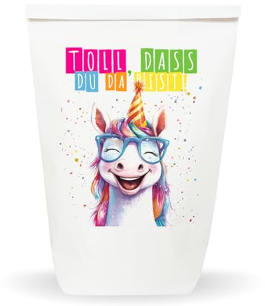 Paul's Papierfabrik Einhorn - 6/8/12x tolle bedruckte Geschenktüten, für Kindergeburtstage, Sportevents, Partys - Einzigartiges Design auf nachhaltigen Papier Tüten