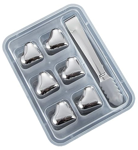 Piedras de whisky de metal, para whisky de acero inoxidable - Bloques de hielo reutilizables sin foliar - de corazón de acero inoxidable de refrigeración de tecnología de alta enfriamiento para congel