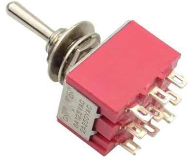 Interruttore a levetta rosso Mini MTS-302 6mm 9 pin 2 posizioni ON/ON 5A/125VAC 2A/250VAC(MTS-302)
