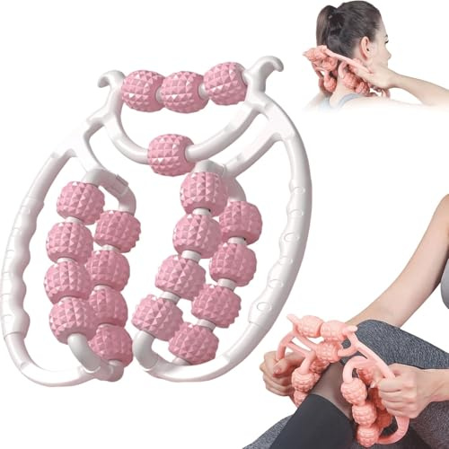 Massageroller Beine, Cellulite Massagegerät, Lymphdrainage Gerät, Massagerolle Relax Roller 20 Räder mit Griff Bein, 360° Muskelentspannung Ring-Massagegerät Geeignet für Oberschenkel Beine Arme Gesäß