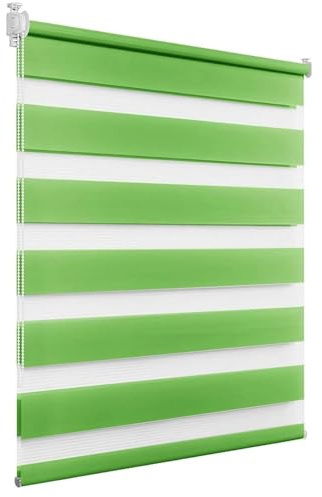 Estor enrollable de día y noche, sin agujeros, 95 x 190 cm, doble tela, protección de privacidad, para luz diurna, accesorios de montaje incluidos para ventana o puerta, color verde