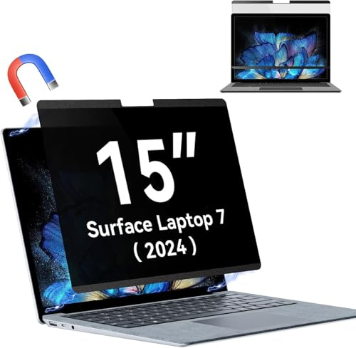 Filtre de Confidentialité pour Surface 15 Pouces Laptop 7 (2024) , Magnétique Amovible Protection D'écran, Filtre Anti Lumiere Bleue, Ecran Anti Espion pour Ordinateur Microsoft Surface 15