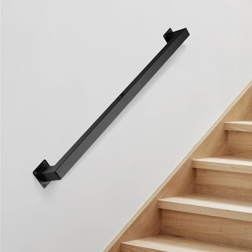 Scaletta di sicurezza in ferro nero, 90 cm, robusta, con montaggio a parete, capacità di 226,8 kg, stile industriale, per scale interne, esterni, sottotetto e portico, design antiscivolo