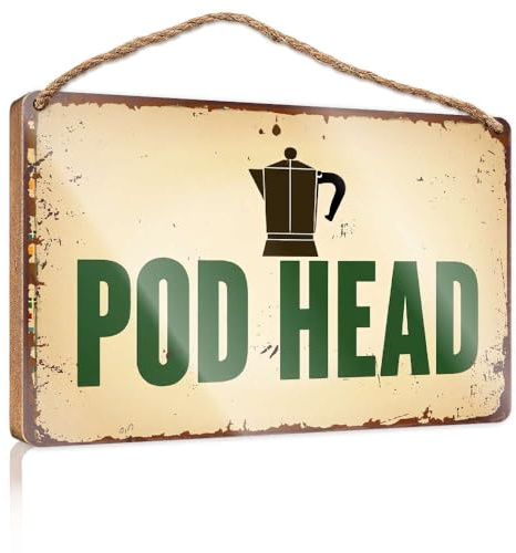 Cartello da parete in legno da appendere alla parete, con testa a cialda, per caffettiera, divertente cartello decorativo per porte (23 x 35 cm)