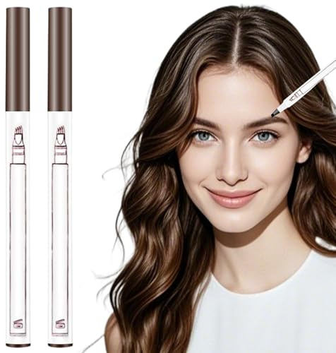 Lápiz para cejas Microblading, resistente al agua, paquete de 2 lápices para cejas con punta ultrafina para trazos similares al cabello, maquillaje de resistente agua de aspecto na
