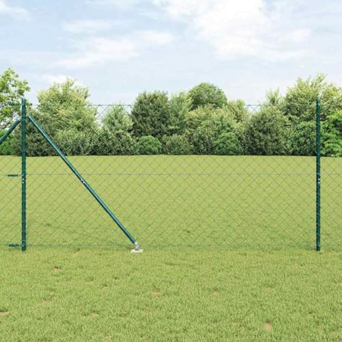 QJBSAVVA Maschendrahtzaun Stahl 25 m Grün Hoch 1,2 m Weidezaun Gartenzaun mit Pfosten Robustes Doppelstabmattenzaun System für Außengehege und Sicherheit